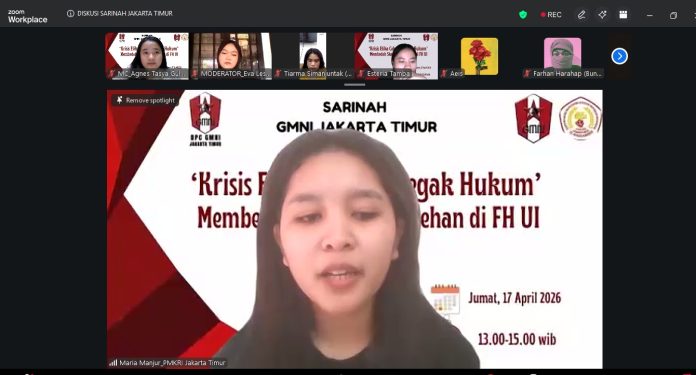 Bidang Sarinah DPC GMNI Jakarta Timur menginisiasi dialog publik melalui webinar nasional bertajuk 